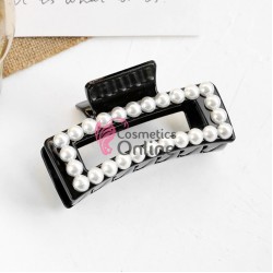 Clama pentru prins parul tip cleste CLM022AA Negru cu perle albe